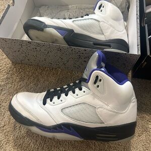 White and Purple High-Top Sneakers